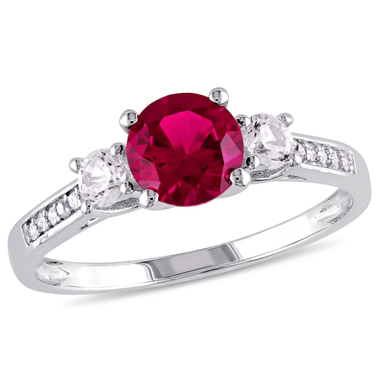 Sophia B 1 1/3ct Ruby, Sapphire & Diamond Ring in 10k White Gold