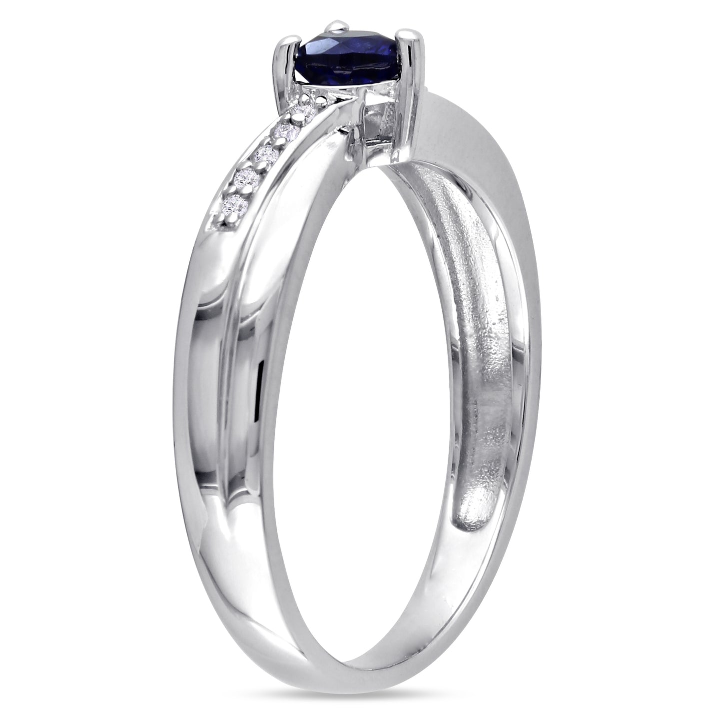 Heart Sapphire & Diamond Ring in Sterling Silver