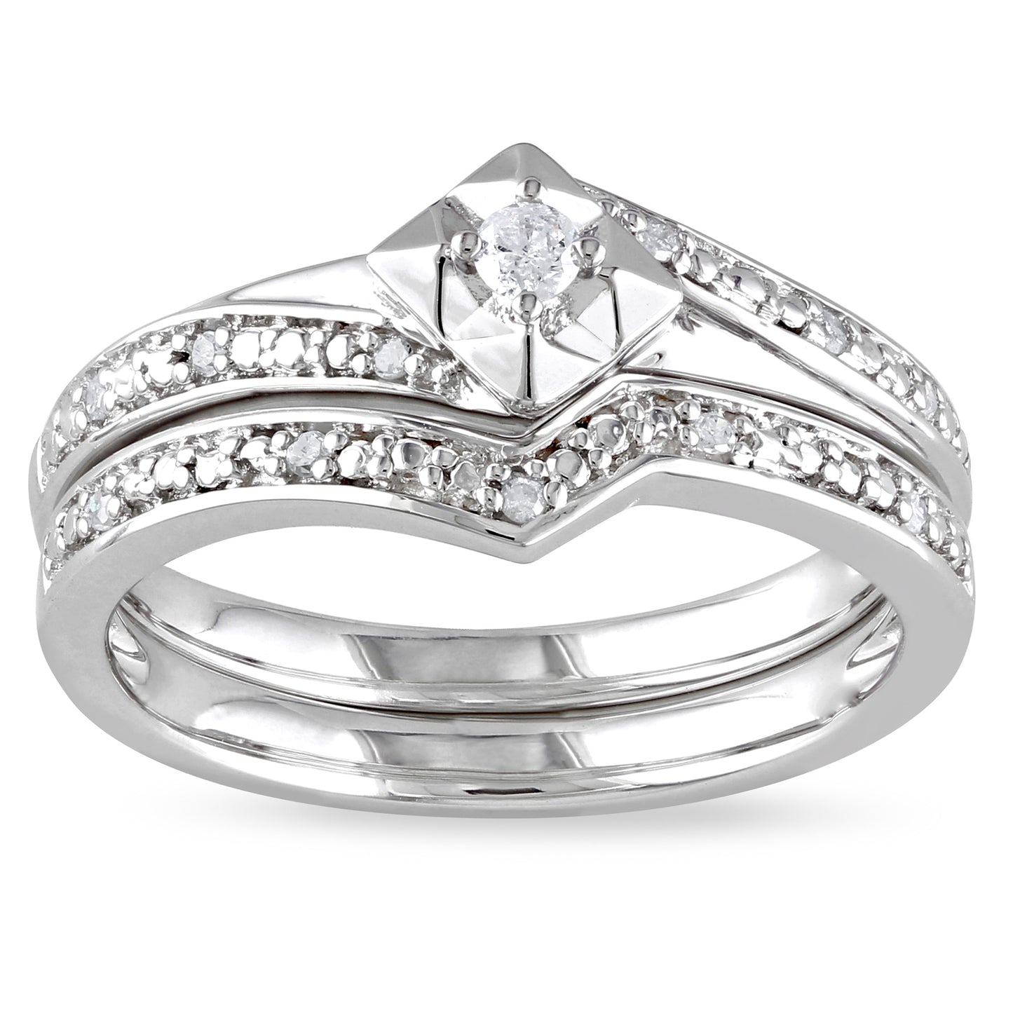 1/10ct Diamond Bridal Set in Sterling Silver
