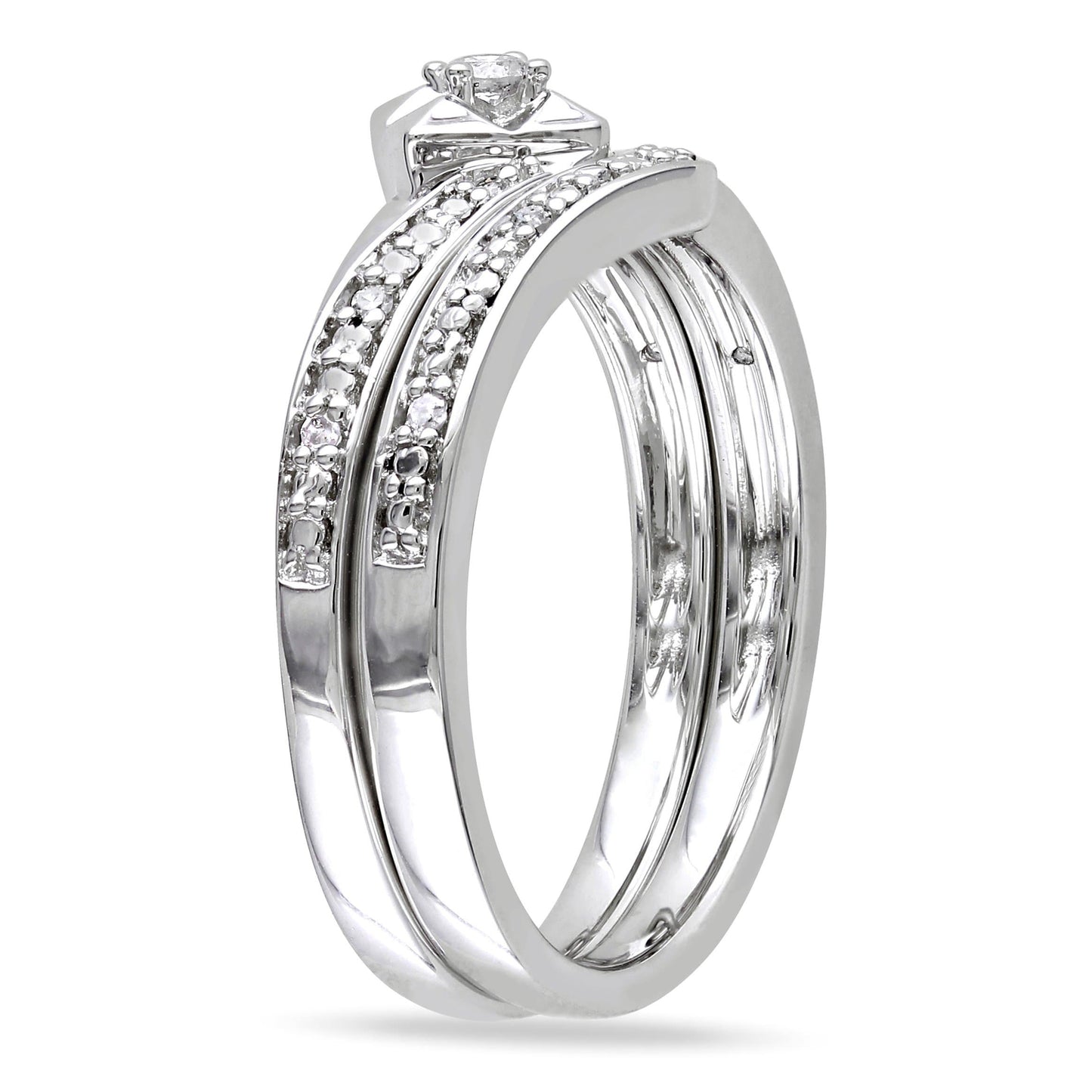 1/10ct Diamond Wedding Set in Sterling Silver