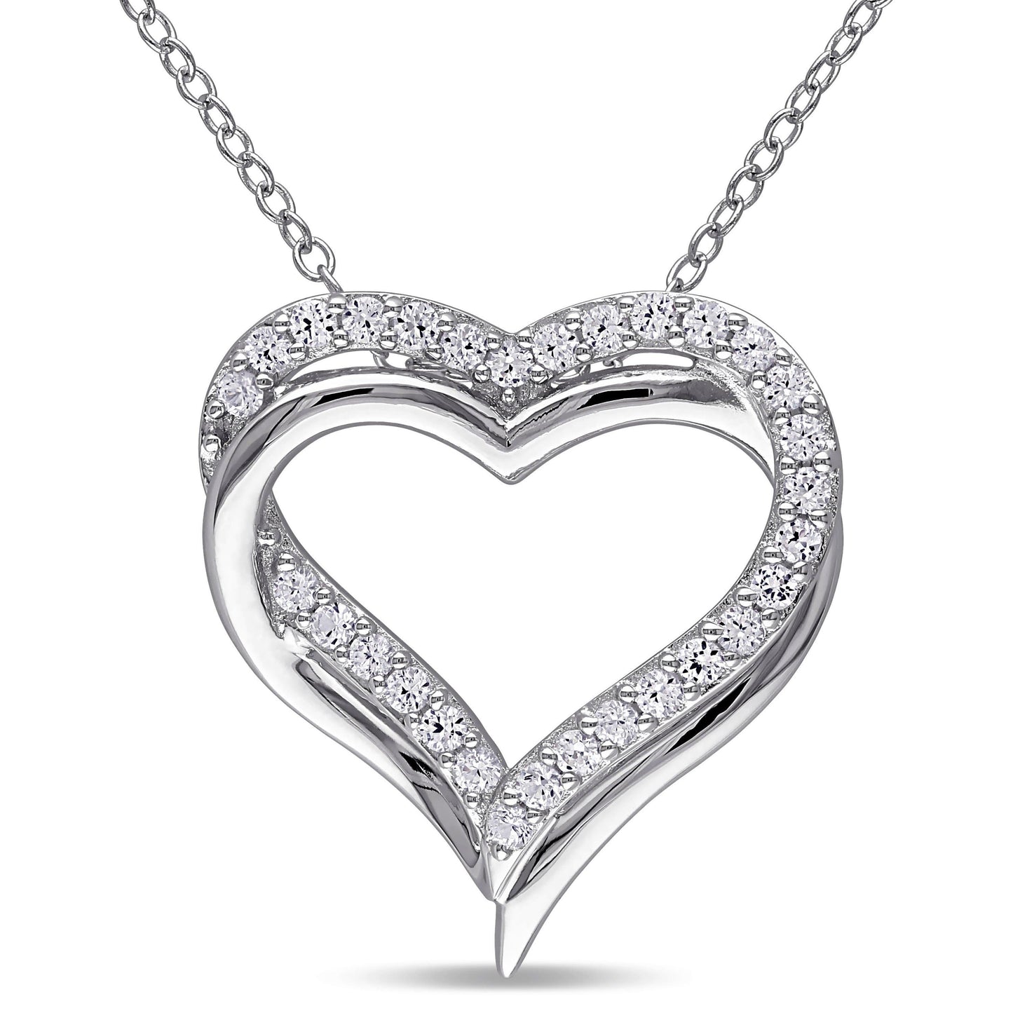 5/8ct White Sapphire Heart Necklace