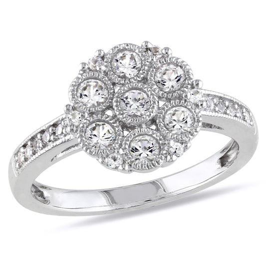 3/4ct White Sapphire Cluster Ring in Sterling Silver