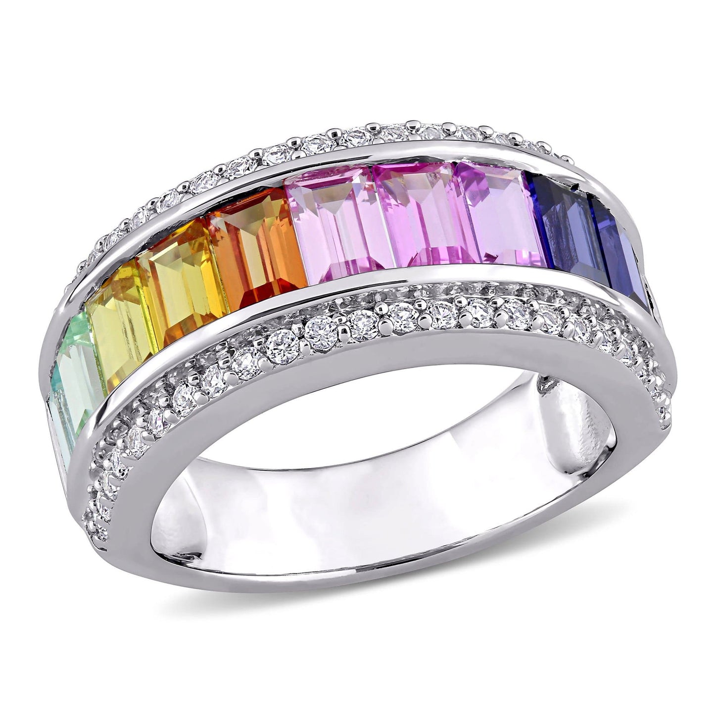 Rainbow Sapphire Ring in Sterling Silver