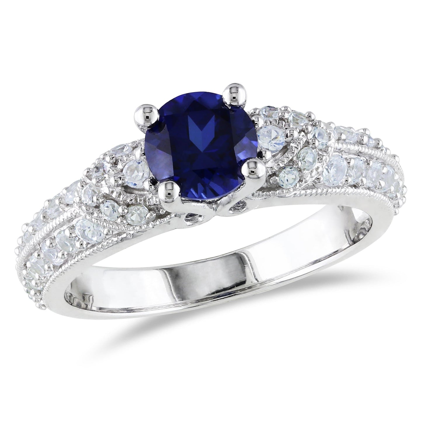 1.67ct Blue & White Sapphire Ring