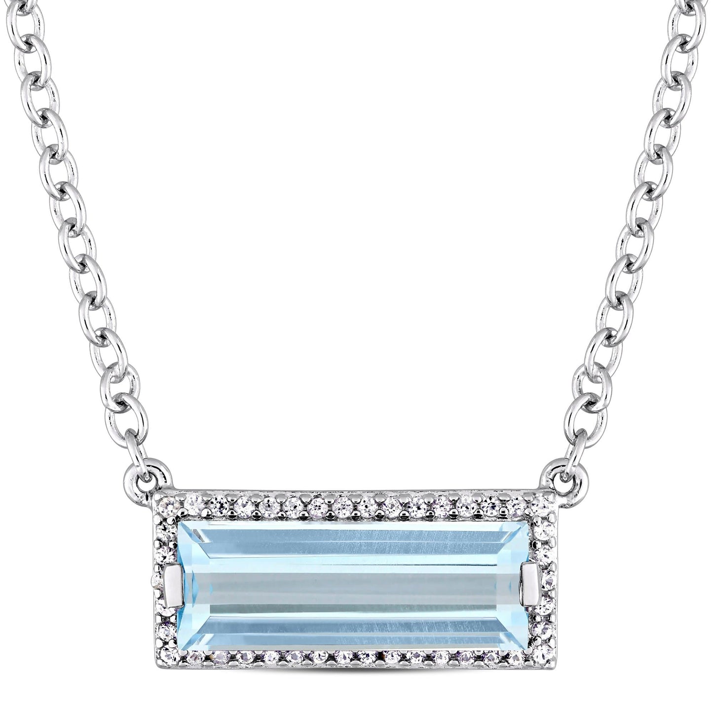 East-West Baguette Sky Blue Topaz & White Sapphire Necklace
