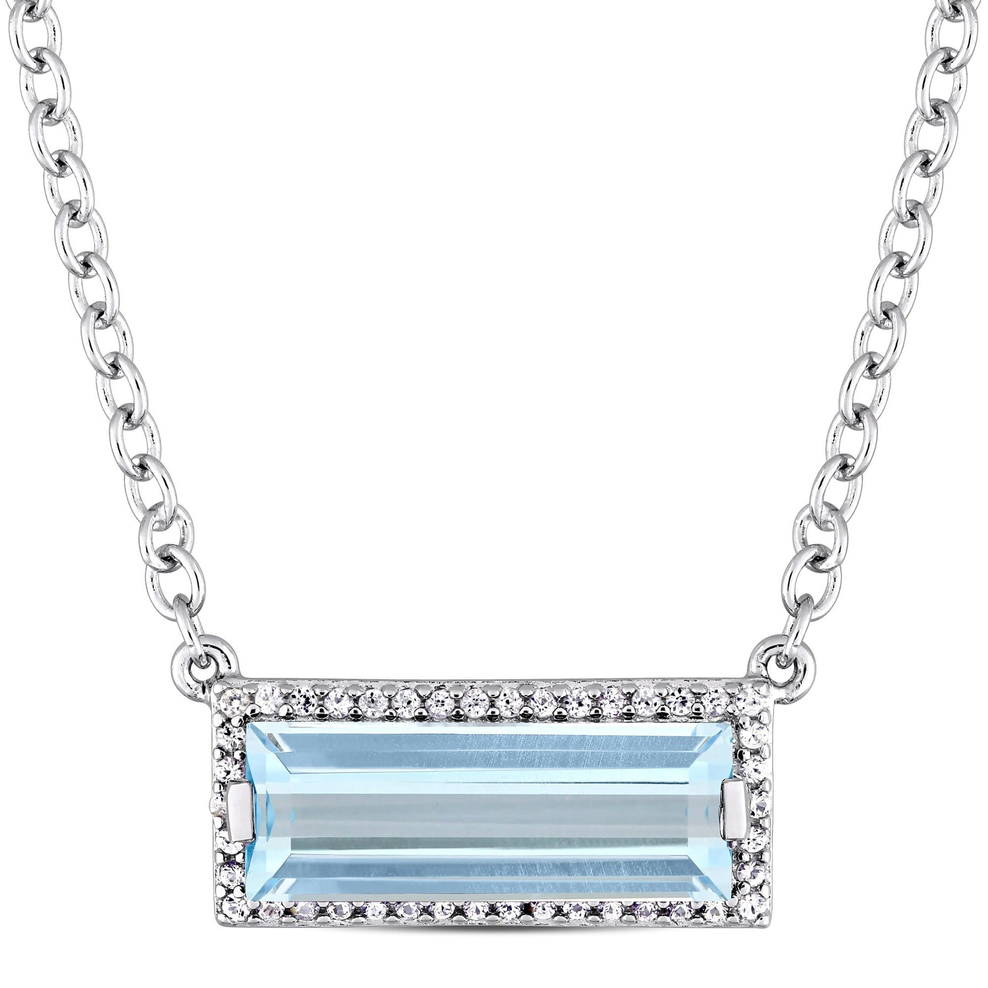 East-West Baguette Sky Blue Topaz & White Sapphire Necklace – IceTrends