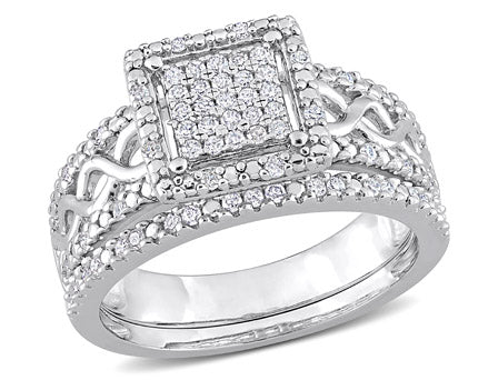 1/3ct Diamond Wedding Set in Sterling Silver