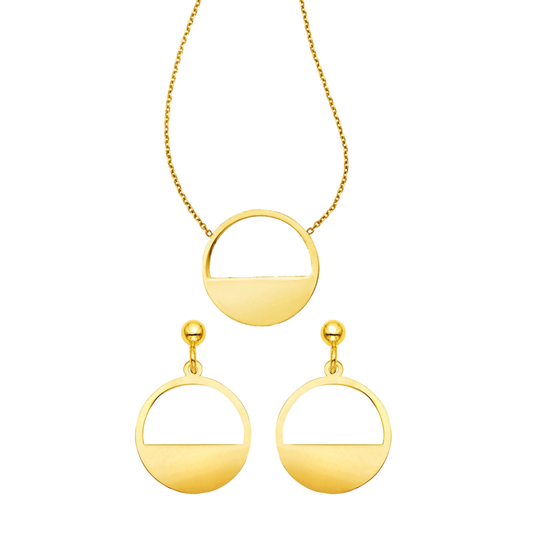 Golden Eclipse Necklace & Earrings Set