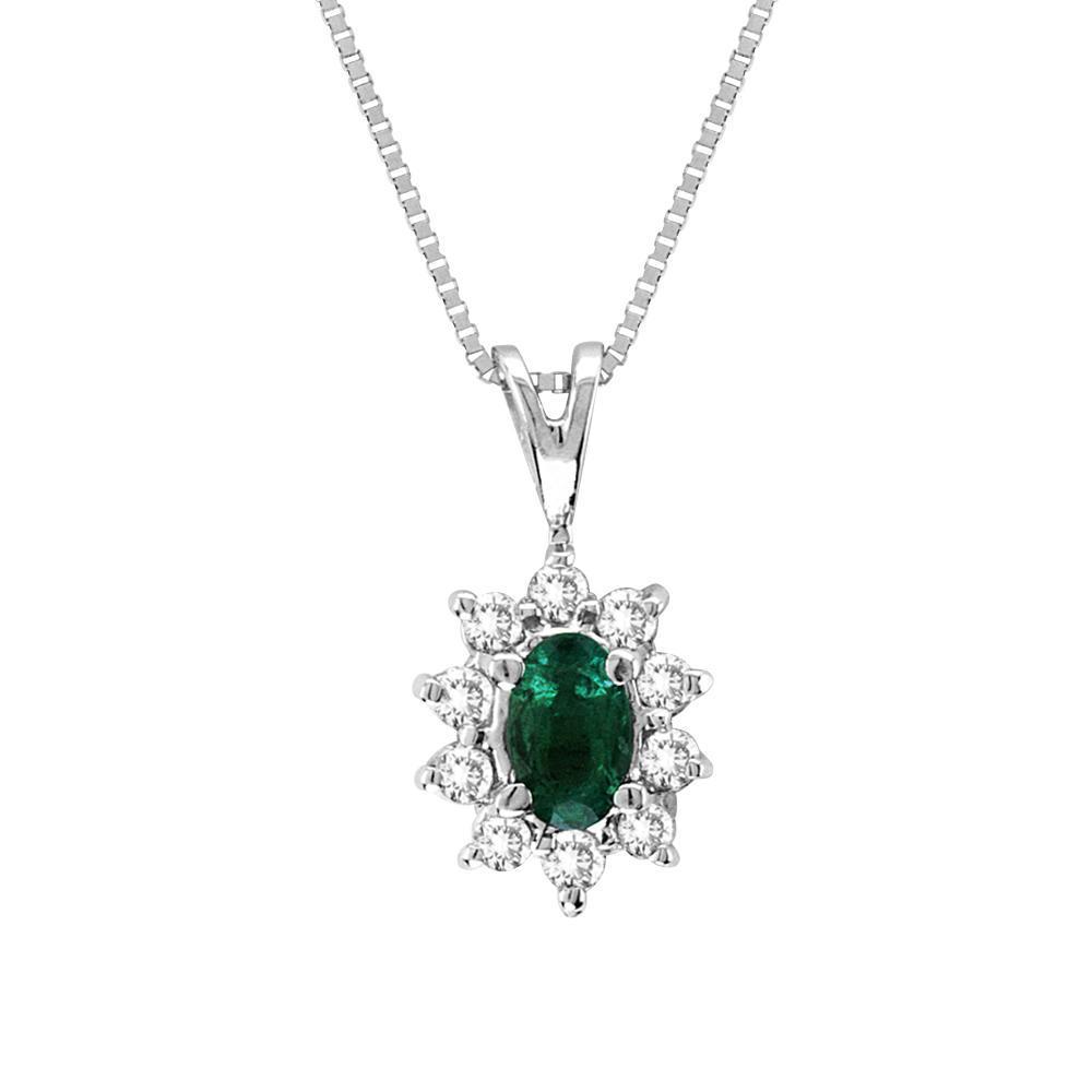 Emerald & Diamond Halo Necklace