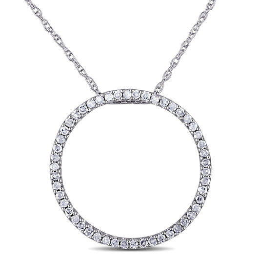 Julie Leah Diamond Circle Necklace in 10k White Gold