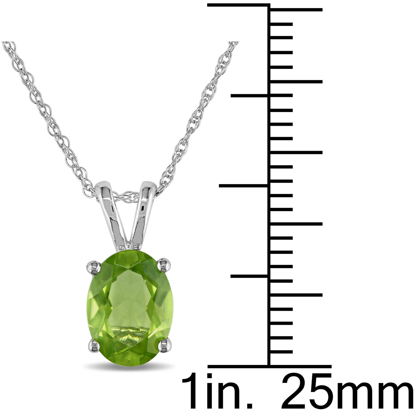 1 1/3ct Oval Peridot Pendant in 10k White Gold