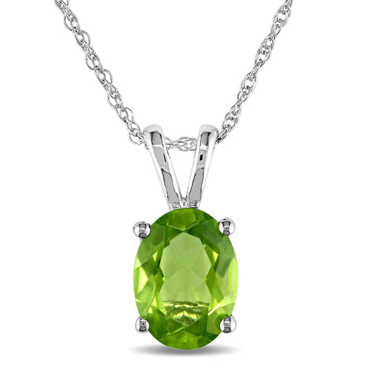 1 1/3ct Oval Peridot Pendant in 10k White Gold