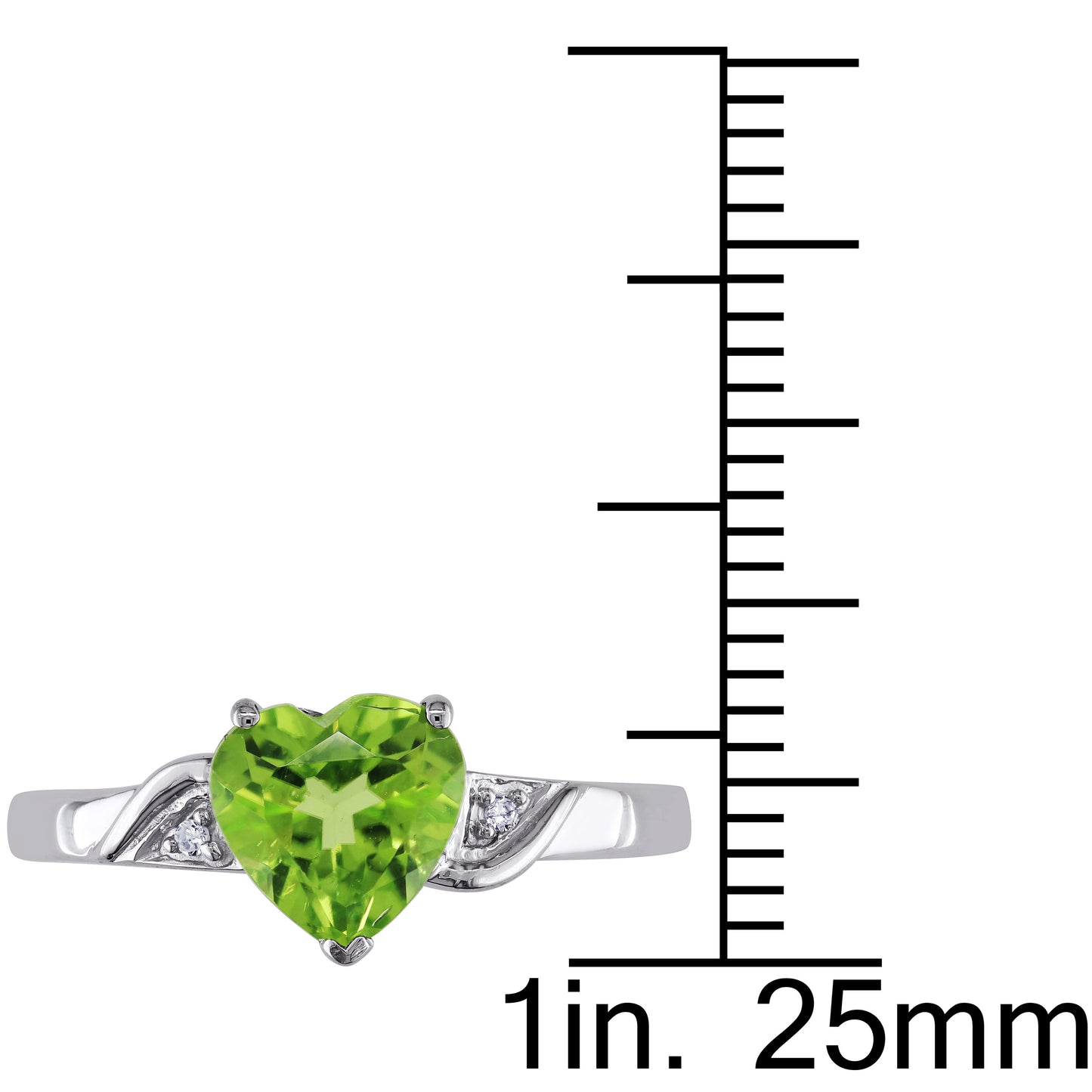 1 1/3ct Heart Peridot & 0.01ct Diamond Ring in 10k White Gold