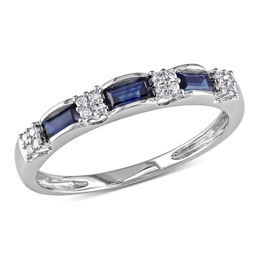 Diamond & Sapphire Eternity Ring in 10k White Gold