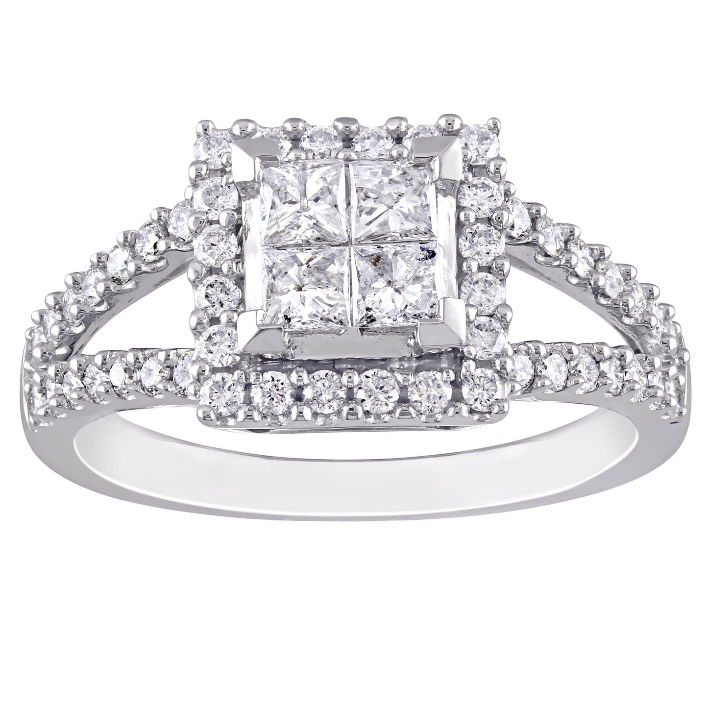 Julie Leah Diamond Halo Ring in 14k White Gold