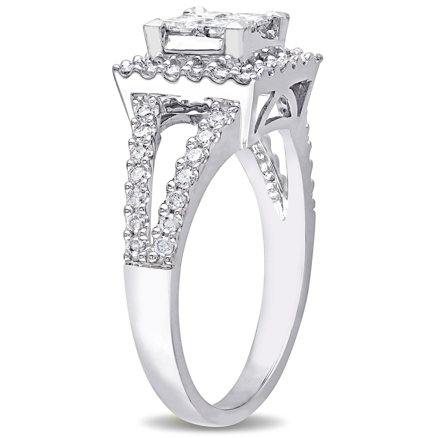 Julie Leah Diamond Halo Ring in 14k White Gold