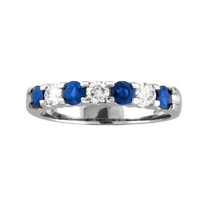 Blue Sapphire & Diamond 7-Stone Ring