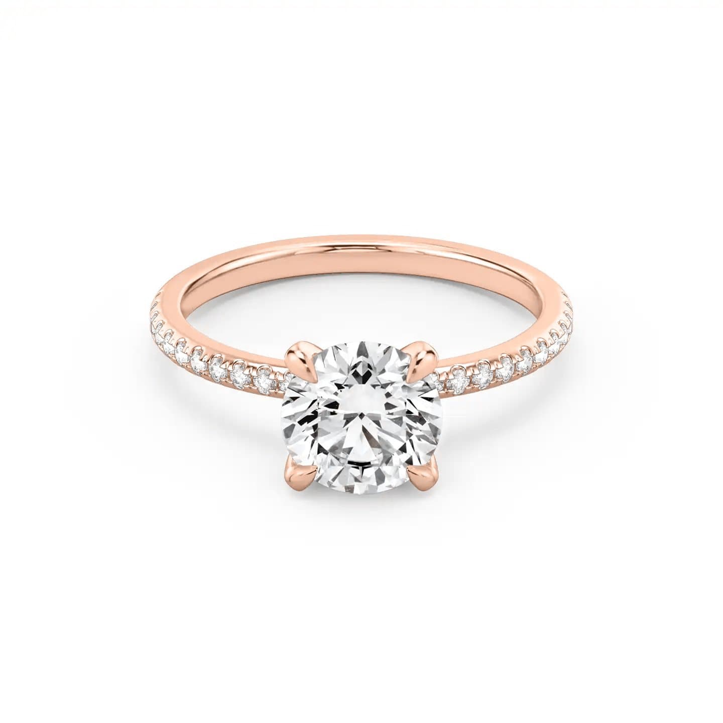 Round Cut Diamond Pave Engagement Ring